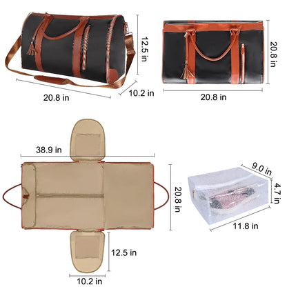Geestock Folding Suit Storage Bag New PU Travel Bag Large Waterproof Travel Suitcase for Women Sport Outdoor Weekend Bag Handbag