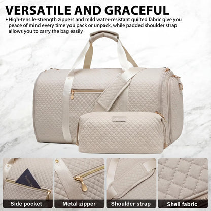 Garment Bag Carry on Convertible Travel Duffel Bag with Shoe Pouch Weekender Bag for Women Men 2 in 1 Hanging Suit Bag with Shoulder Strap Business Travel Bag