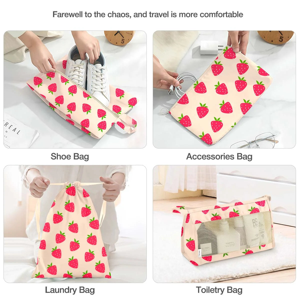 8Pcs Packing Cubes for Luggage, Travel Packing Organizers Packing Cubes for Travel (Strawberry)