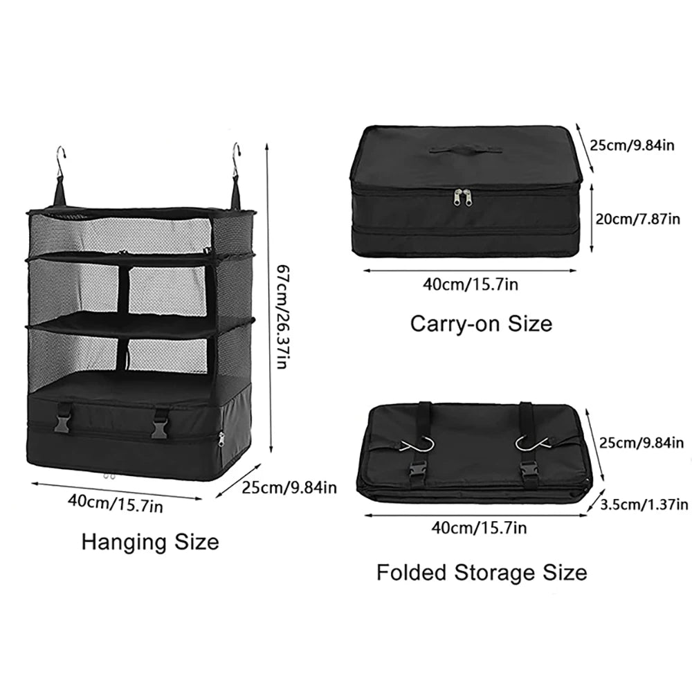 Travel Hanging Luggage Organizer Portable Clothes Storage Bag Large Capacity Foldable Breathable Wardrobe Garment Organizers Bag