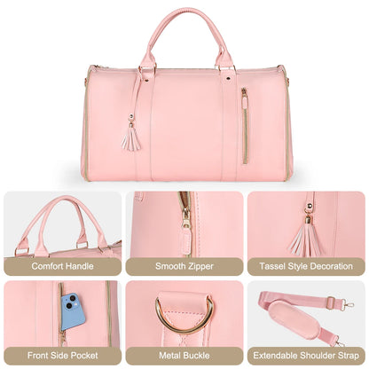 Geestock Folding Suit Storage Bag New PU Travel Bag Large Waterproof Travel Suitcase for Women Sport Outdoor Weekend Bag Handbag