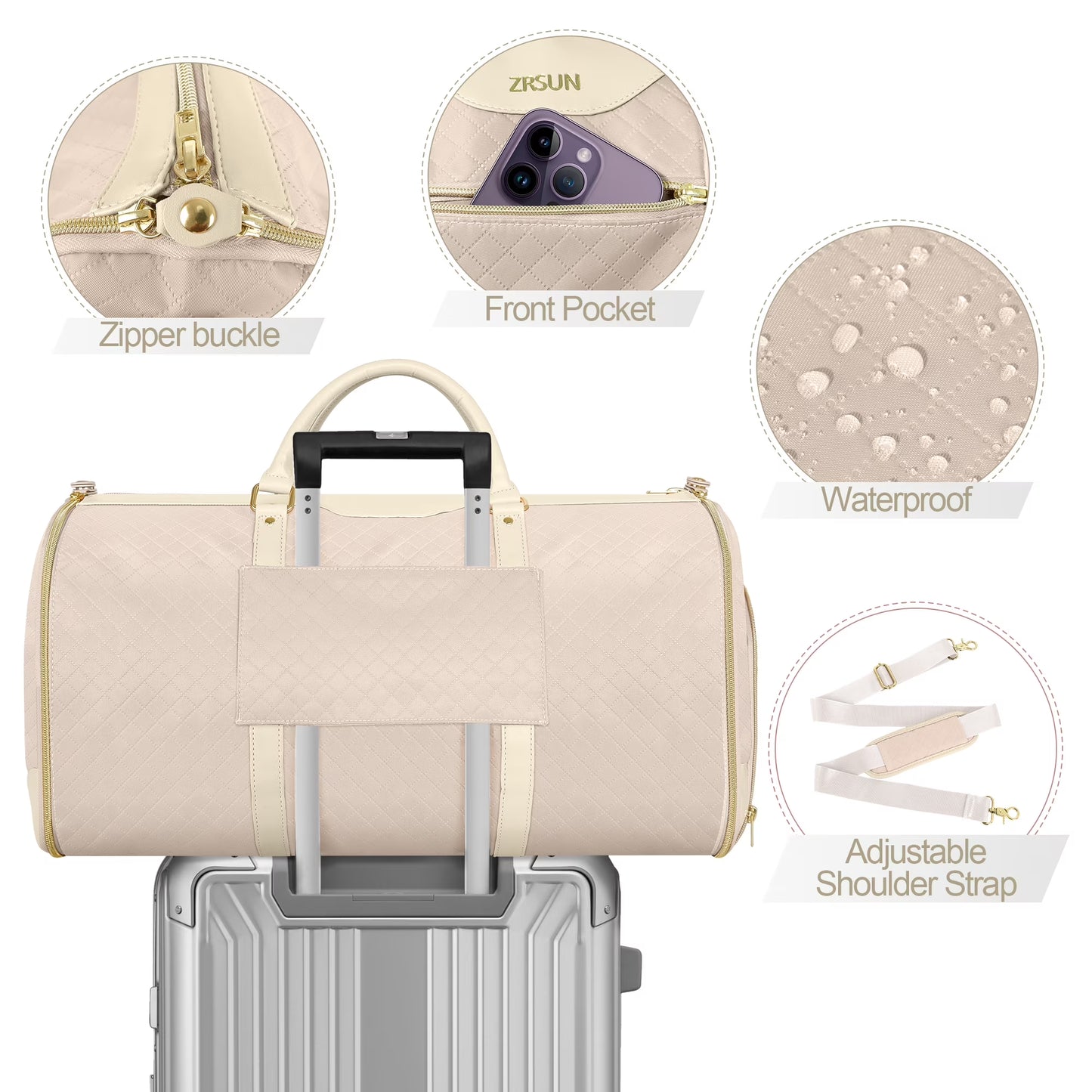Carry on Garment Bag for Travel, Convertible Garment Duffel Bag with Shoe Compartment, Multifunctional Travel Bags for Women and Men