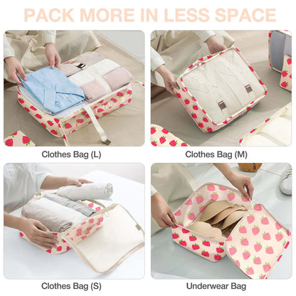 8Pcs Packing Cubes for Luggage, Travel Packing Organizers Packing Cubes for Travel (Strawberry)