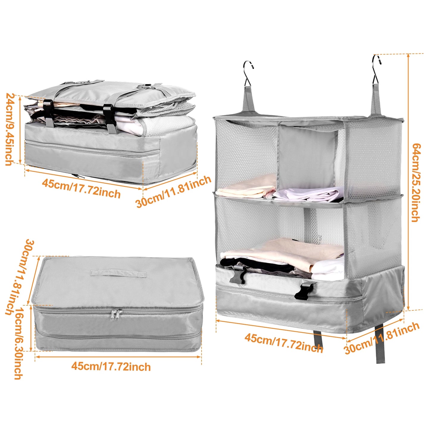 Travel Hanging Luggage Organizer Portable Clothes Storage Bag Large Capacity Foldable Breathable Wardrobe Garment Organizers Bag