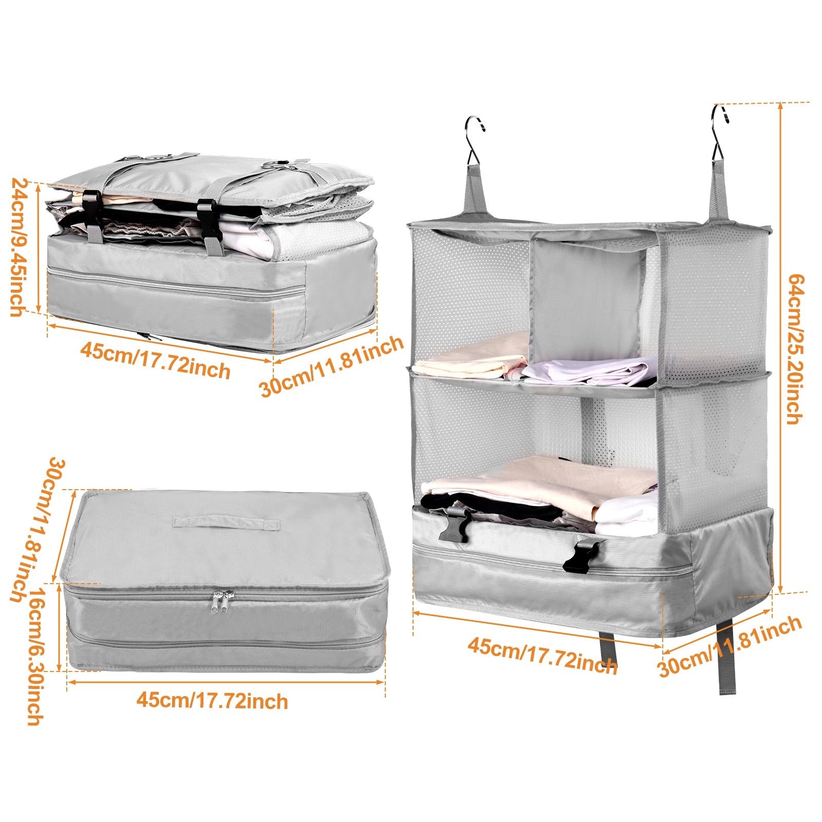 Travel Hanging Luggage Organizer Portable Clothes Storage Bag Large Capacity Foldable Breathable Wardrobe Garment Organizers Bag