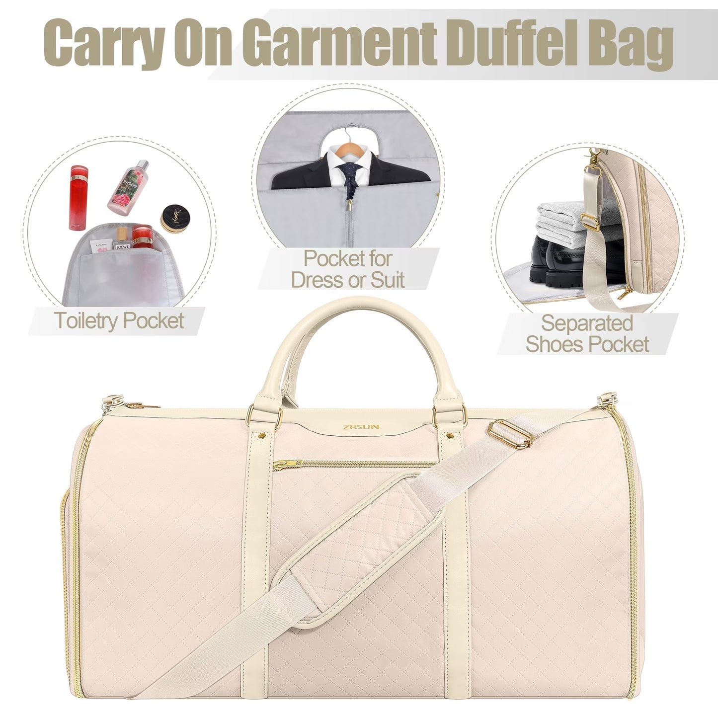 Carry on Garment Bag for Travel, Convertible Garment Duffel Bag with Shoe Compartment, Multifunctional Travel Bags for Women and Men