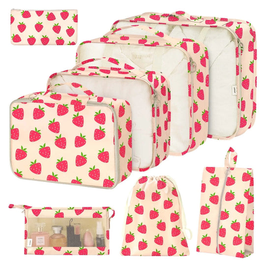 8Pcs Packing Cubes for Luggage, Travel Packing Organizers Packing Cubes for Travel (Strawberry)
