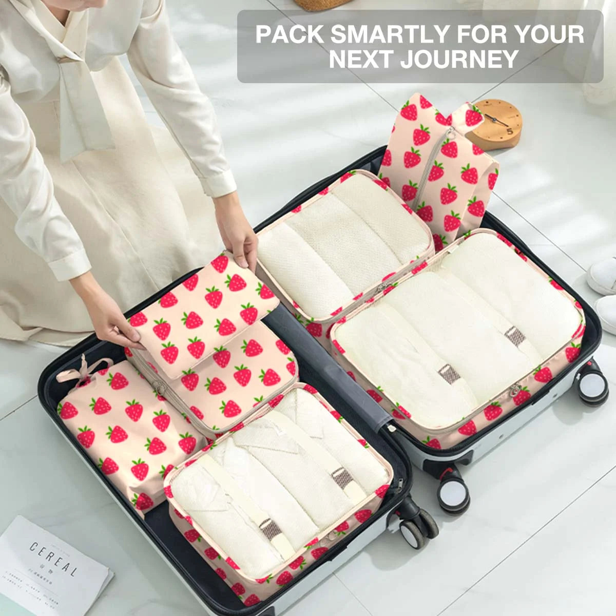 8Pcs Packing Cubes for Luggage, Travel Packing Organizers Packing Cubes for Travel (Strawberry)
