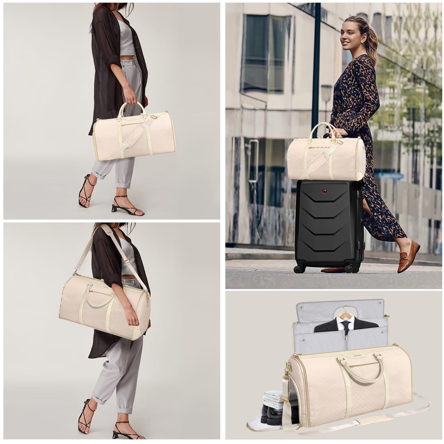 Carry on Garment Bag for Travel, Convertible Garment Duffel Bag with Shoe Compartment, Multifunctional Travel Bags for Women and Men