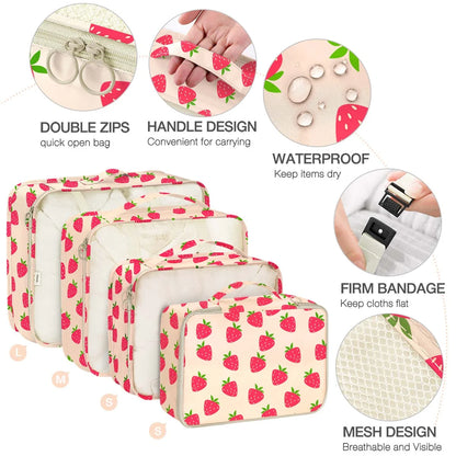 8Pcs Packing Cubes for Luggage, Travel Packing Organizers Packing Cubes for Travel (Strawberry)