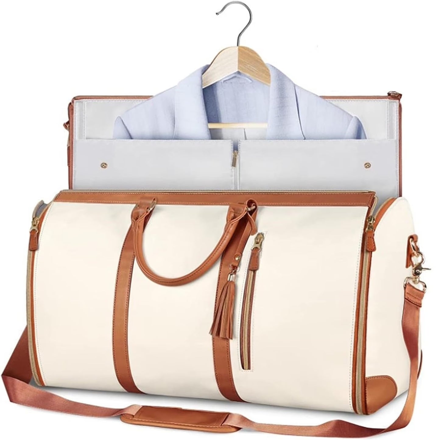 Garment Tote Bag, Large Leather Duffle Bag for Women, Garment Bags for Travel with Shoe Pouch, 2 in 1 Hanging Suitcase Suit Travel Bags Gifts for Women