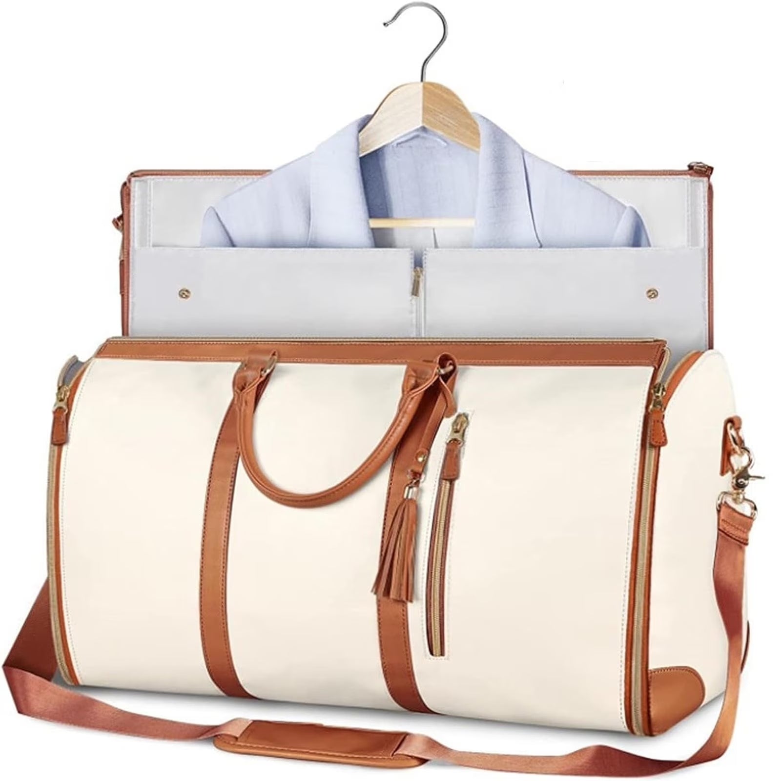 Garment Tote Bag, Large Leather Duffle Bag for Women, Garment Bags for Travel with Shoe Pouch, 2 in 1 Hanging Suitcase Suit Travel Bags Gifts for Women