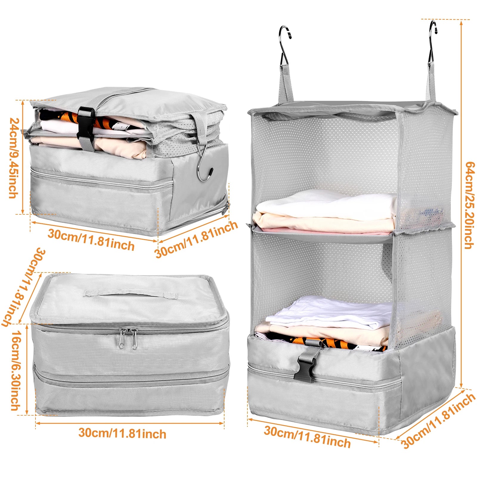 Travel Hanging Luggage Organizer Portable Clothes Storage Bag Large Capacity Foldable Breathable Wardrobe Garment Organizers Bag