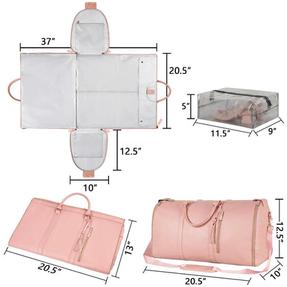 Large Portable Folding Women'S Garment Bag for Travel, Carry on Garment Bag,3 in 1 Hanging Suitcase Suit Weekender Travel Bag