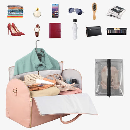 Large Portable Folding Women'S Garment Bag for Travel, Carry on Garment Bag,3 in 1 Hanging Suitcase Suit Weekender Travel Bag