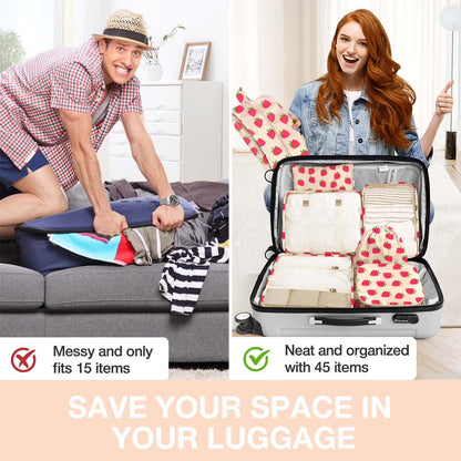 8Pcs Packing Cubes for Luggage, Travel Packing Organizers Packing Cubes for Travel (Strawberry)