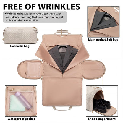 Garment Bag Carry on Convertible Travel Duffel Bag with Shoe Pouch Weekender Bag for Women Men 2 in 1 Hanging Suit Bag with Shoulder Strap Business Travel Bag