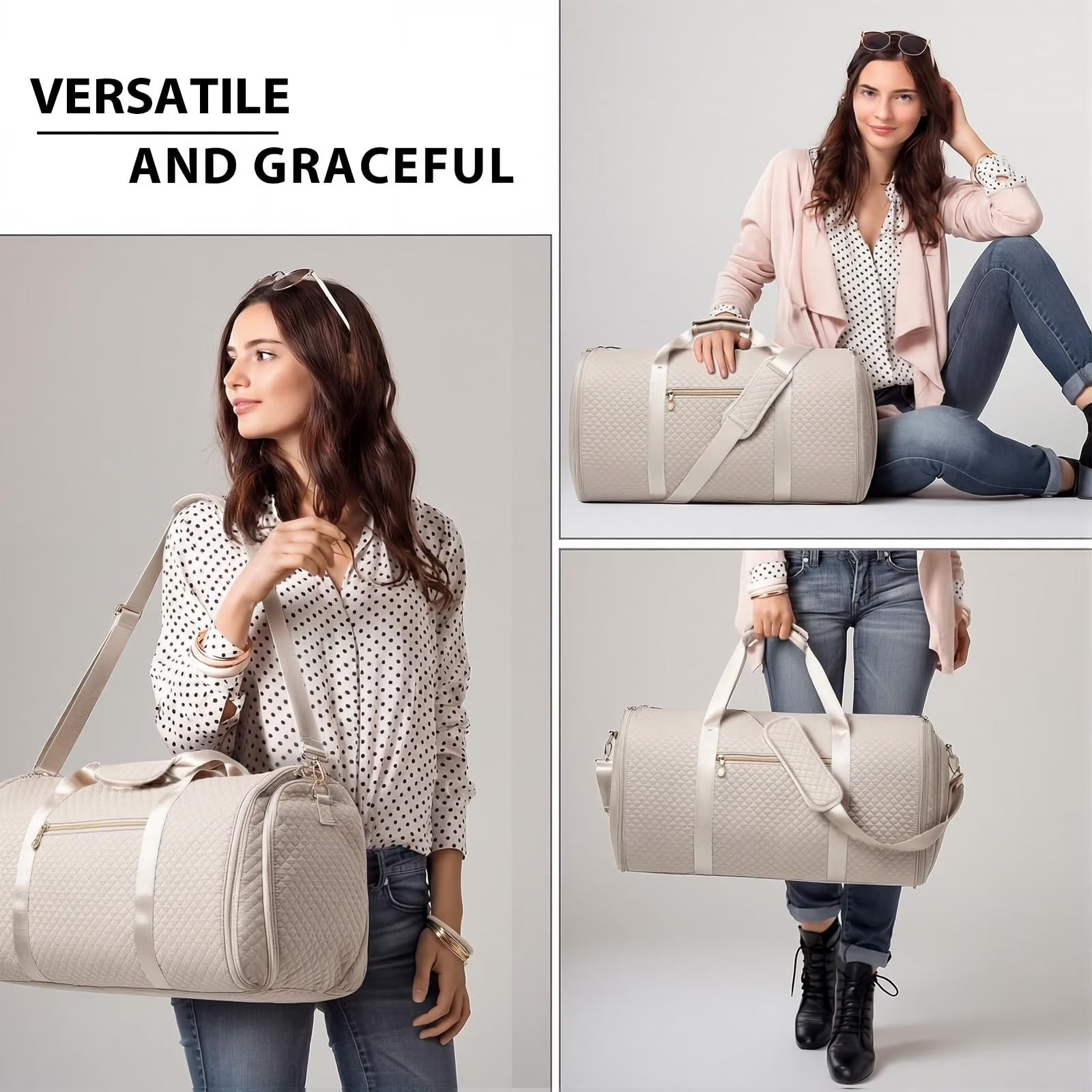 Garment Bag Carry on Convertible Travel Duffel Bag with Shoe Pouch Weekender Bag for Women Men 2 in 1 Hanging Suit Bag with Shoulder Strap Business Travel Bag